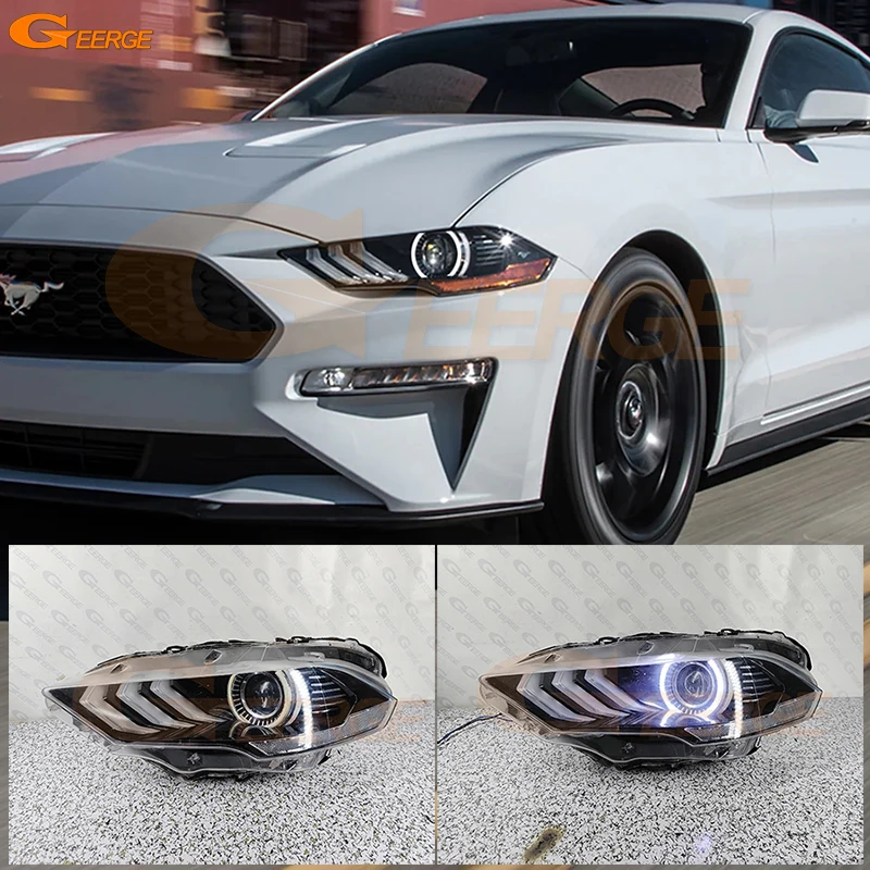 

Geerge For Ford Mustang 2018 2019 2020 2021 Day Light Ultra Bright COB Led Angel Eyes Kit Halo Rings