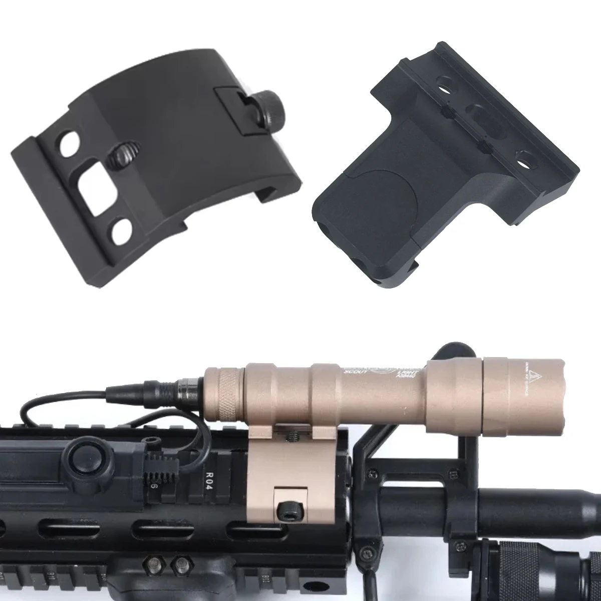 

Tactical Flashlight Scout Light Offset Mount Fit Surefire M600C M600 M300A M300 20mm Picatinny Rail Airsoft Flashlight Mount