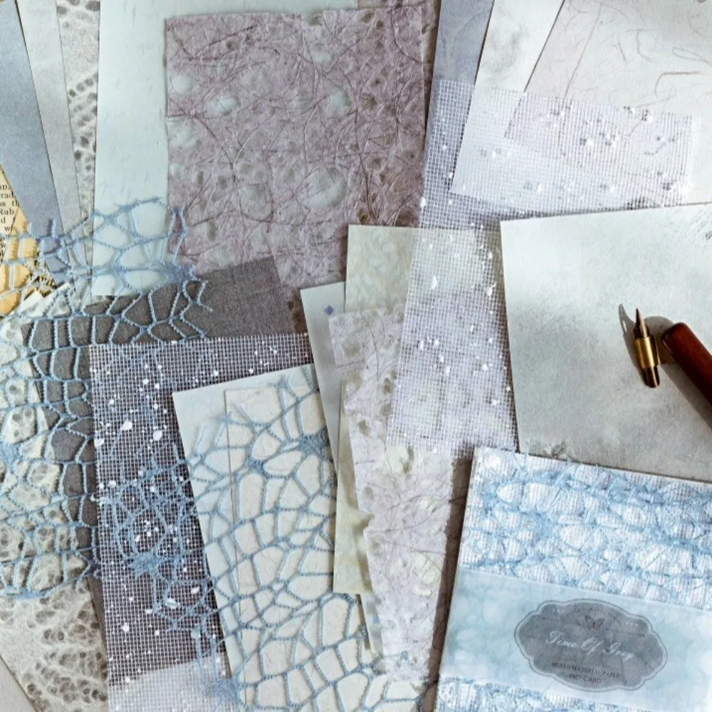 26pcs Scrapbook Supplies Vintage DIY Scrapbooking Paper Retro Mixed Lace Material Paper DIY Handmade Paper Collage Making