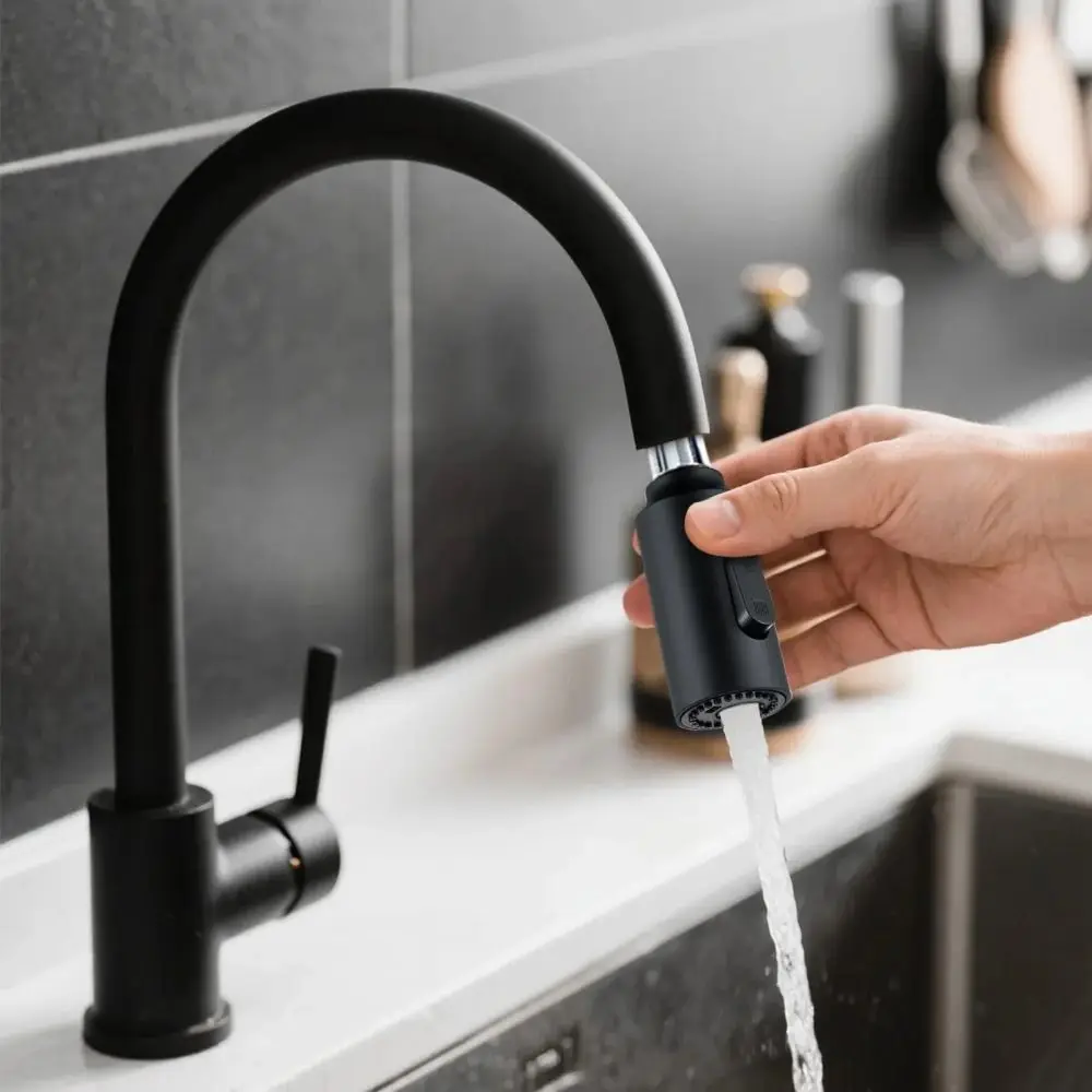 

Durable ABS Kitchen Faucet Spray Head Water Saving Dual Function Faucet Head Replacement Brushed Nickel 3 Function