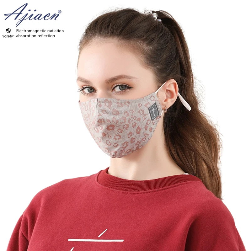 Genuine Electromagnetic radiation protective 50% silver fiber fabric mask EMF shielding pure cotton lining mask