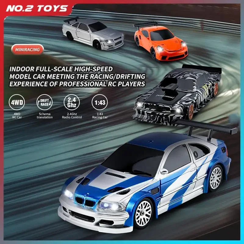 Samochody RC do driftu w skali 1/43, zdalnie sterowane samochody wyścigowe 4WD, supercar z oświetleniem, mini samochody sportowe RC, zabawki pojazdów z wymiennymi oponami