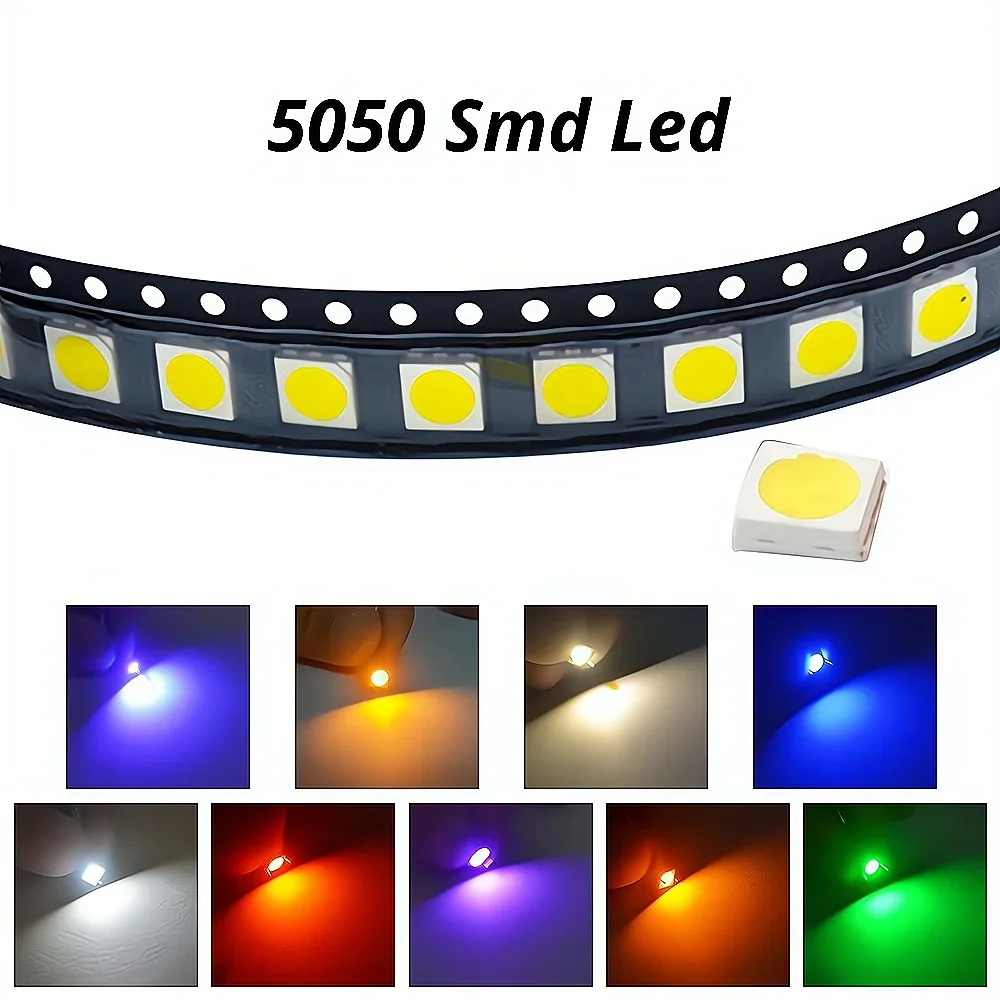 1000Pcs 5050 RGB Chips Lamp Emitting Diode LED Ciepły Biały Czerwony Niebieski Żółty SMD SMT Superjasne Światła Dekoracja Ogród Park Yard