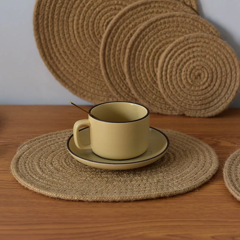 Cotton Hemp Rope Placemat Coaster American Style Pot Mat Heat-resistant Tea Mat Heat-insulating Woven Coffee Cup Mat