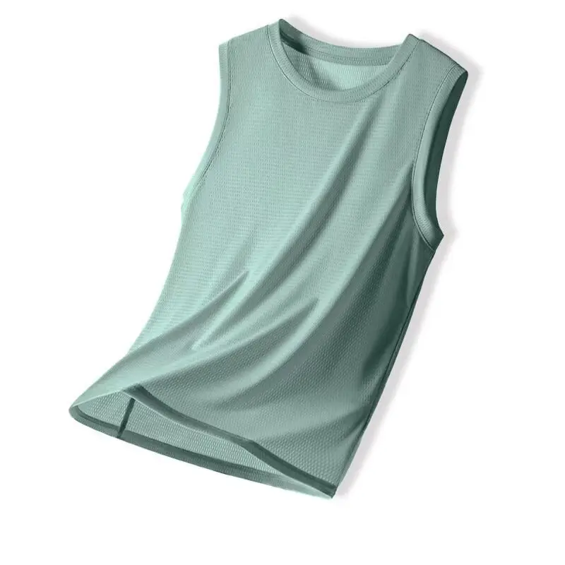 Summer cool men's vest, outdoor hanging breathable ice silk sleeveless T-shirt, new solid color sports top