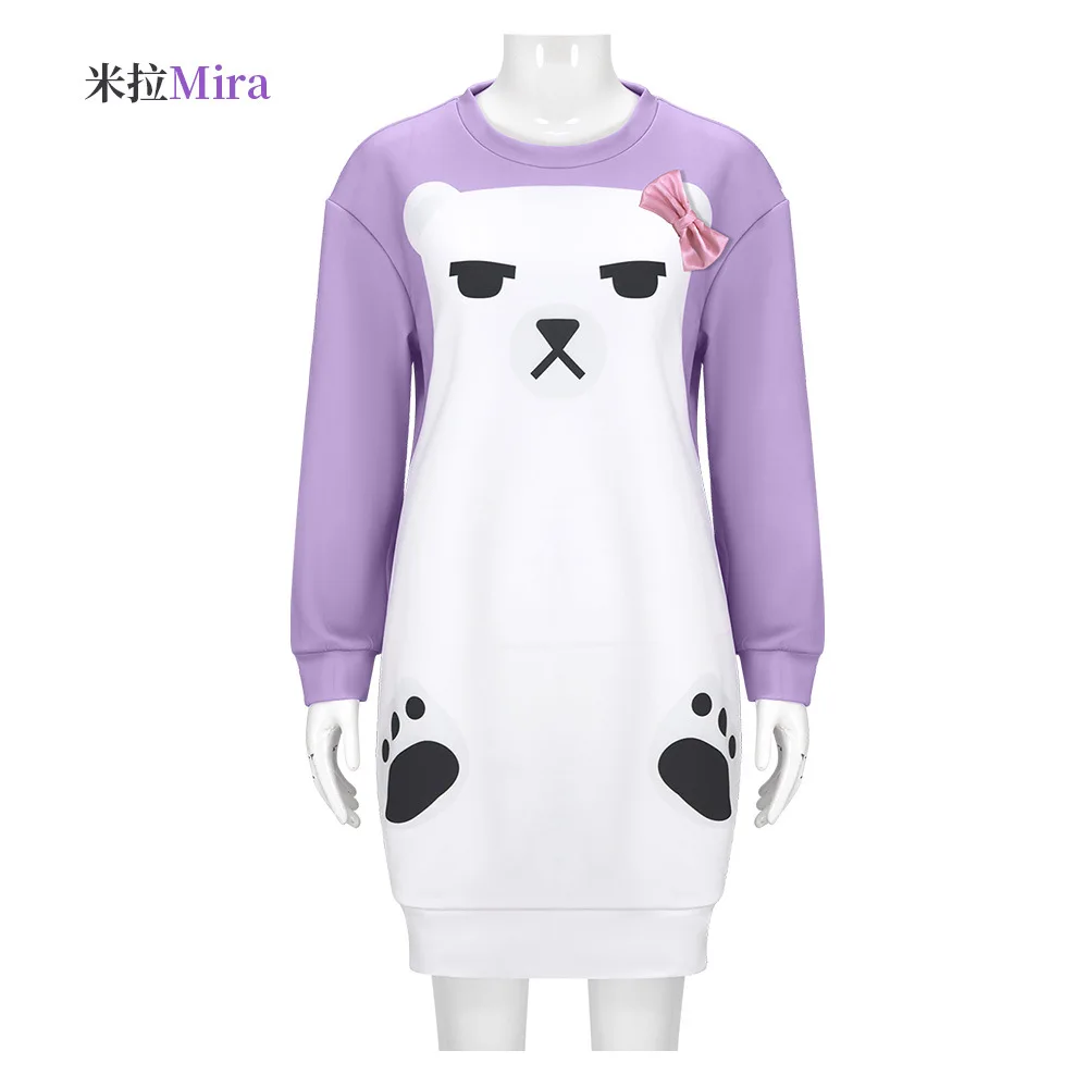 Mira KPop Demon Hunters Cosplay Hoodie Kostum Piyama Beruang Ungu Kostum Halloween Kaus Kuning untuk Wanita