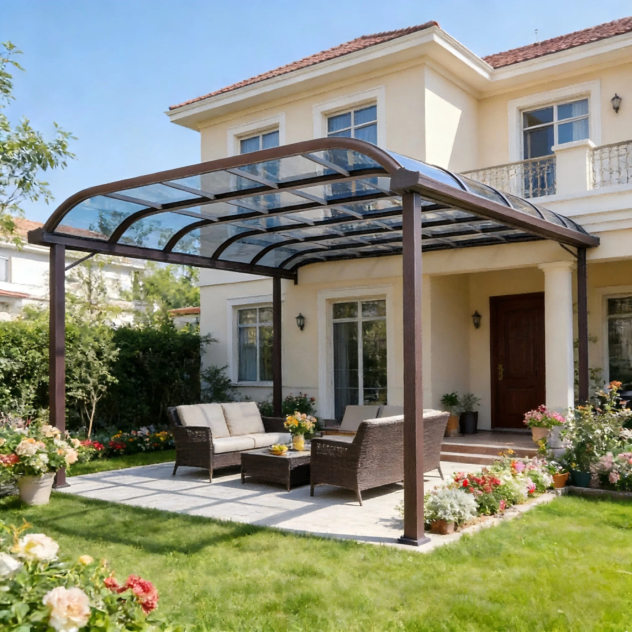 Terrace Overkapping Deck Awning Garden Yard High Grade Aluminium Patio Rain Proof Awning Balcony Canopy Outside Canopy
