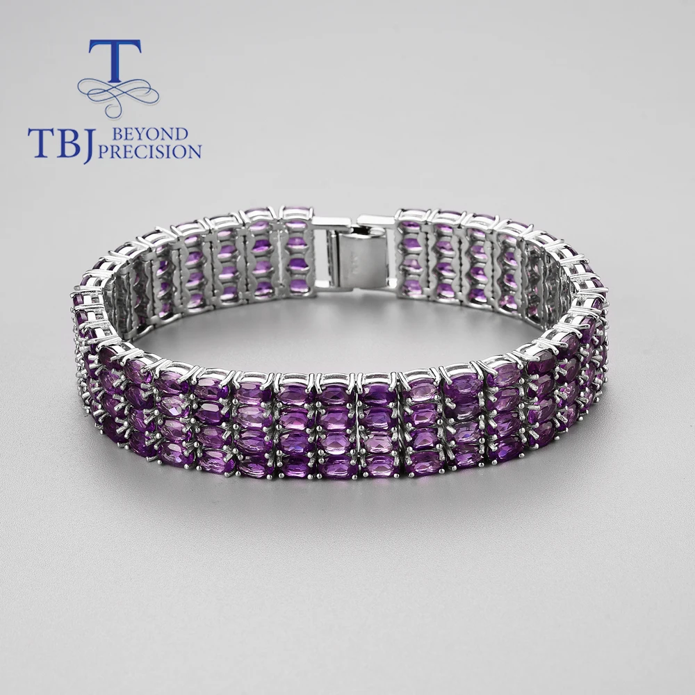 Bracciale ovale con ametista africana naturale 3 * 5mm Bracciale in argento sterling 925 con design di lusso da donna, gioielleria raffinata, regalo di anniversario di fidanzamento