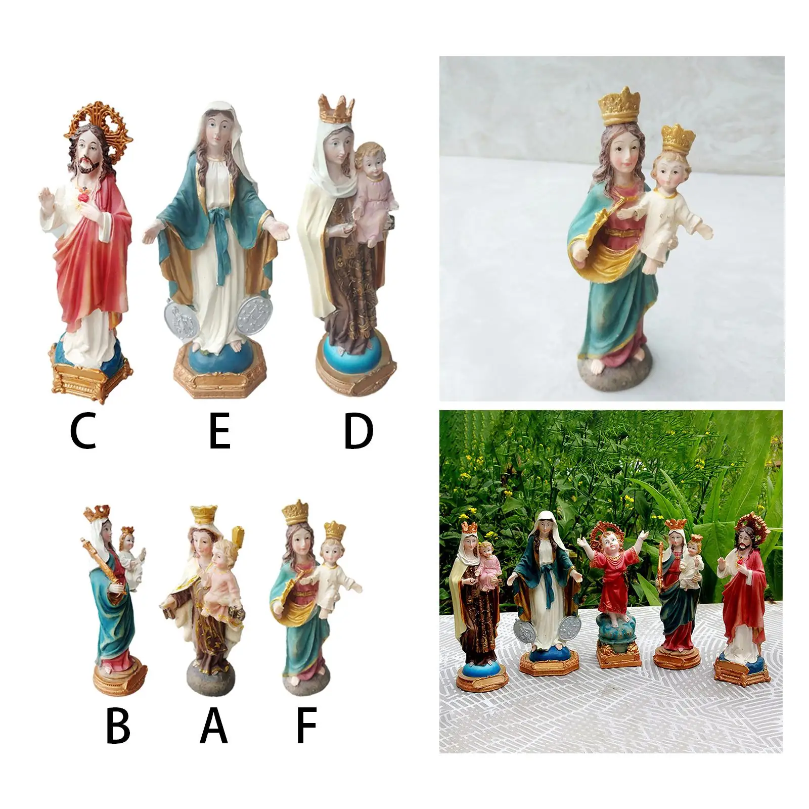 Hand Painted Nativity Figurine Religious Christmas Virgin Mary/Jesus Spiritual