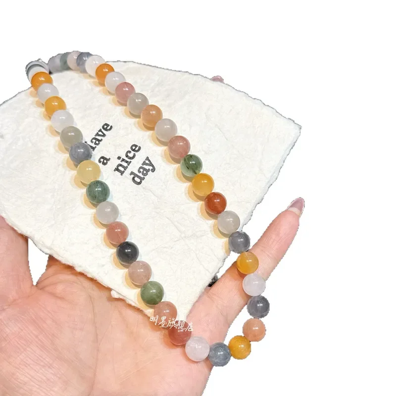 the same Duobao crystal beaded necklace, colored rabbit fur crystal, and Duobao necklace, a natural rice gift.