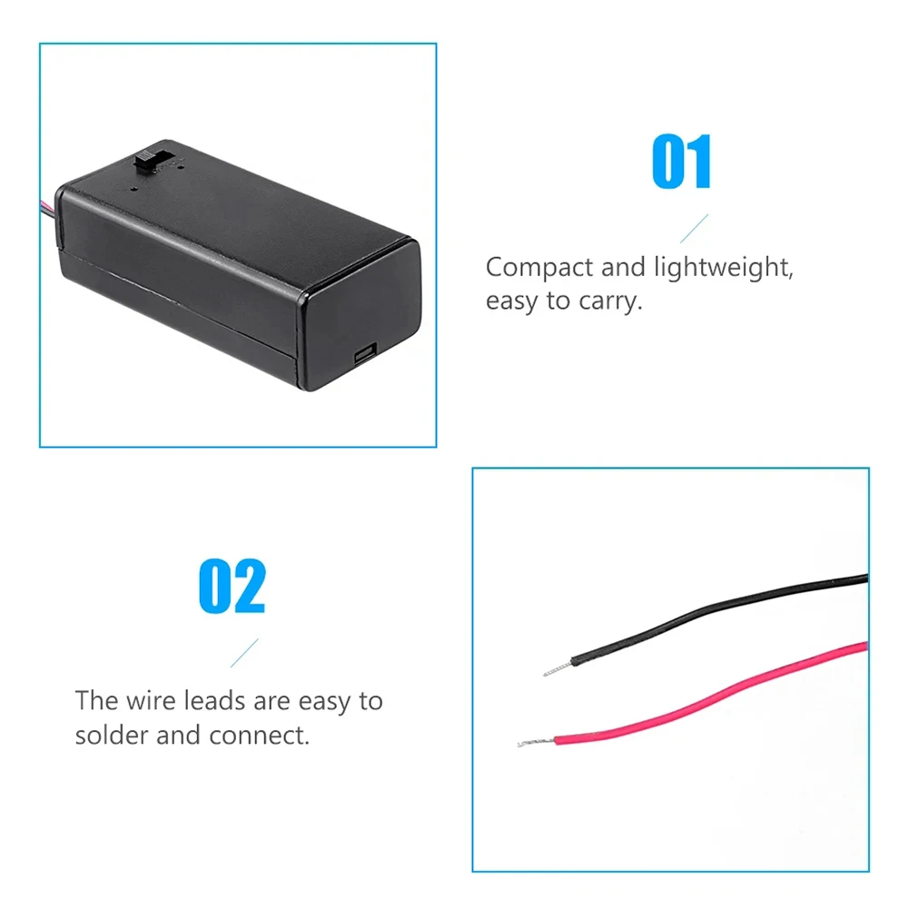 AAA Power Bank 2X 3X 4X 18650 Battery Storage Box Case Switch Wire Lead DIY Black Battery Container Cover On/Off Switch Holder