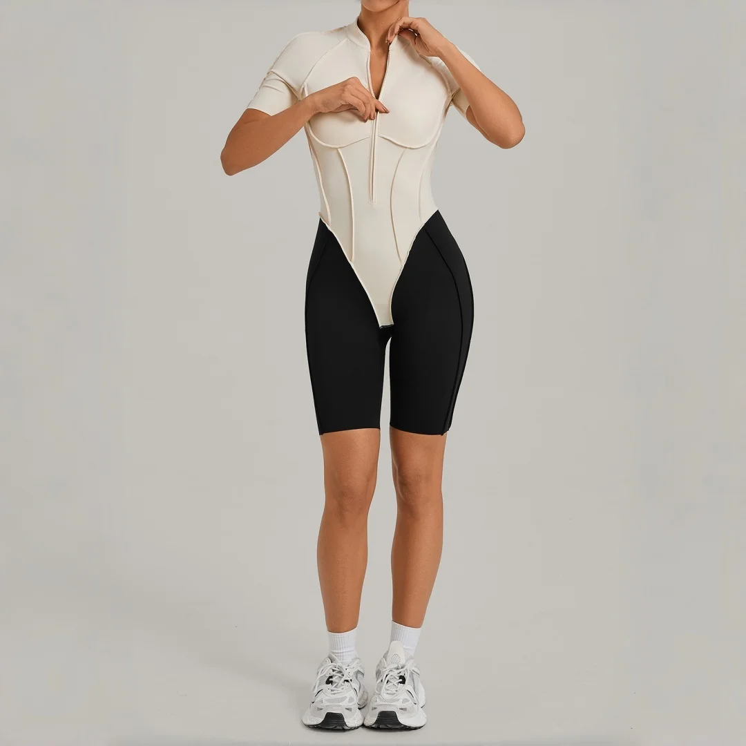nouvelle-combinaison-de-yoga-moulante-pour-femme-avec-demi-zip-et-dos-nu-short-de-sport-combinaison-une-piece-pour-fitness-course-entrainement-gym-et-yoga