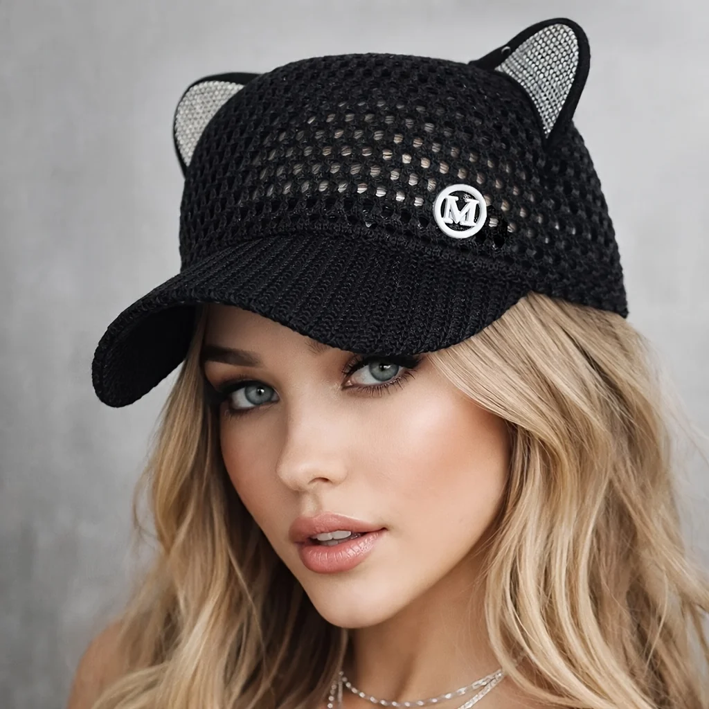 Women's Fashionable Mesh Breathable Cat Ear Baseball Cap/Duckbill Cap