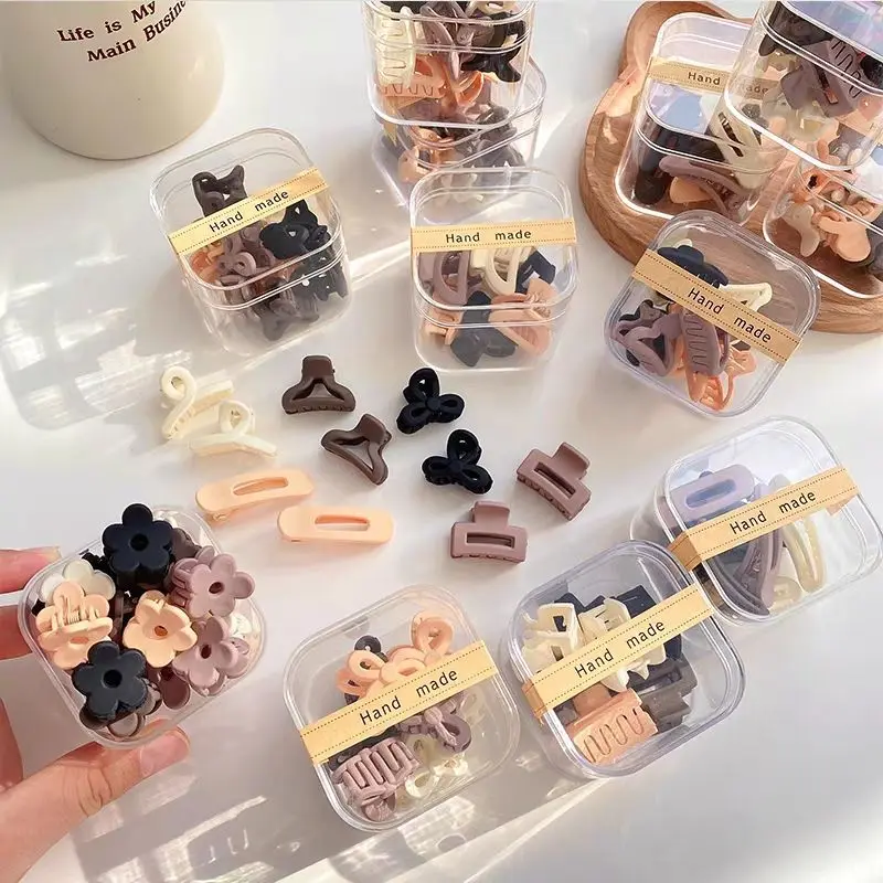 

Multiple Styles Exquisite Box Small Acrylic Stripe Flowers Geometry Hairpin Barrette for Women Girl Child Accessories Headwear