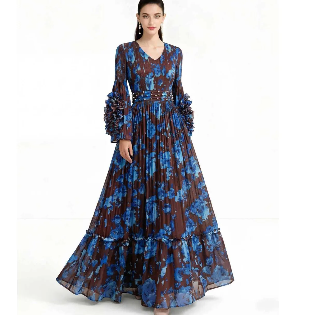 Ele V-Ne T Dr Nome Feminino Celebri Long Sve Cintura Cinch Maxi Saia Emagrecer Dr Saia Poliéster Alta Elas...