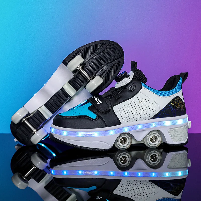 Zapatos de patinaje sobre ruedas intermitentes con ruedas, zapatos con ruedas deformación luminosa Led, zapatos con ruedas para patín Unisex