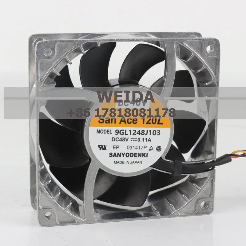 سانيو 5 فولت 12 فولت 24 فولت DC48V 0.11A التيار المتناوب EC 12038 120X120X38 مللي متر 12 سنتيمتر محول التردد الألومنيوم الإطار أربعة أسلاك 9GL1248J103 مروحة التبريد