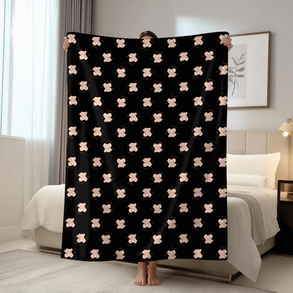 Mini Black Cherry Dot Pattern Print Throw Blanket warm bedroom reading sofa Blanket indoor lounge courtyard space Birthday
