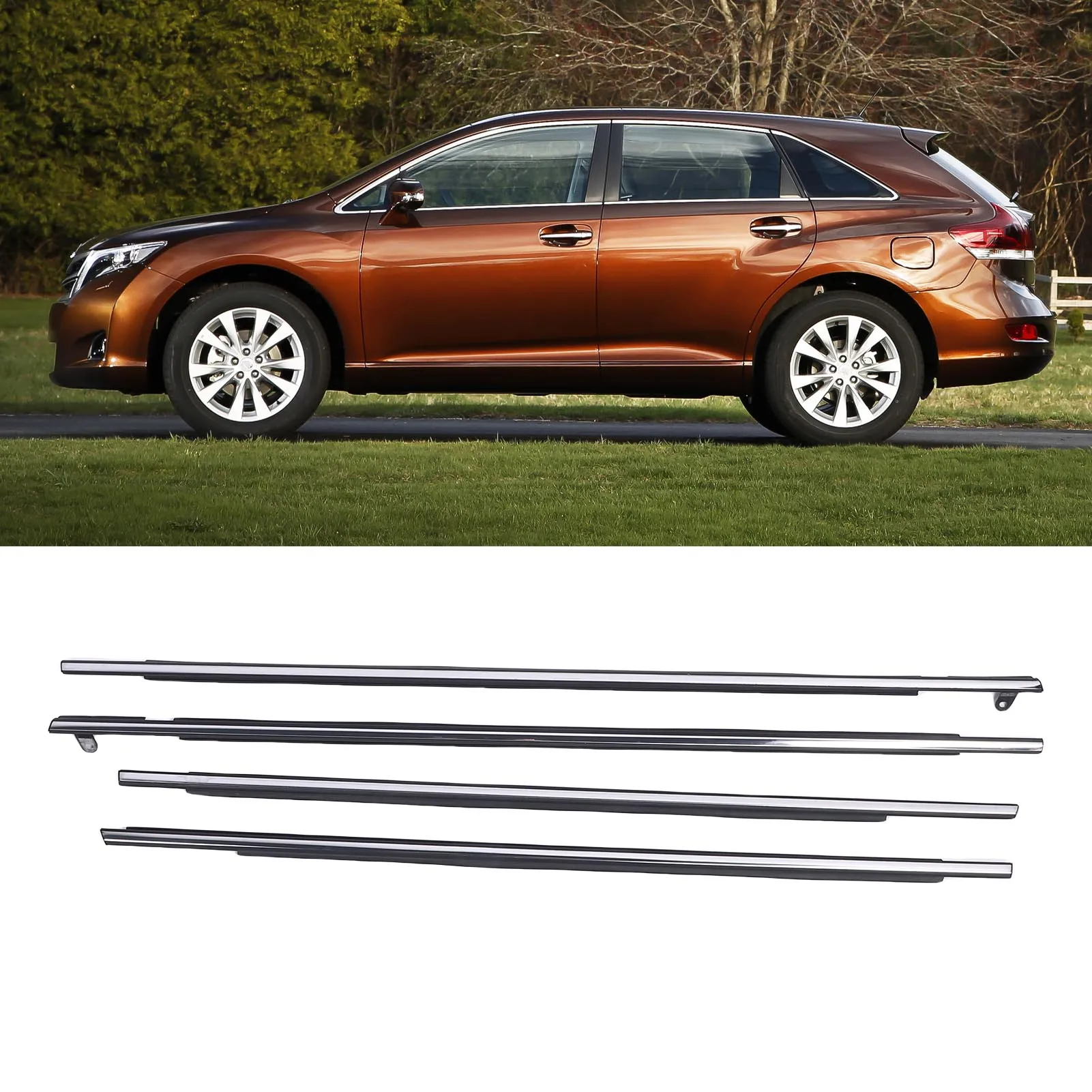 

Комплект из 4 уплотнителей для окон автомобиля (хромированные, резиновые, пылезащитные) 75711-0T010 для Toyota Venza 2009-2016