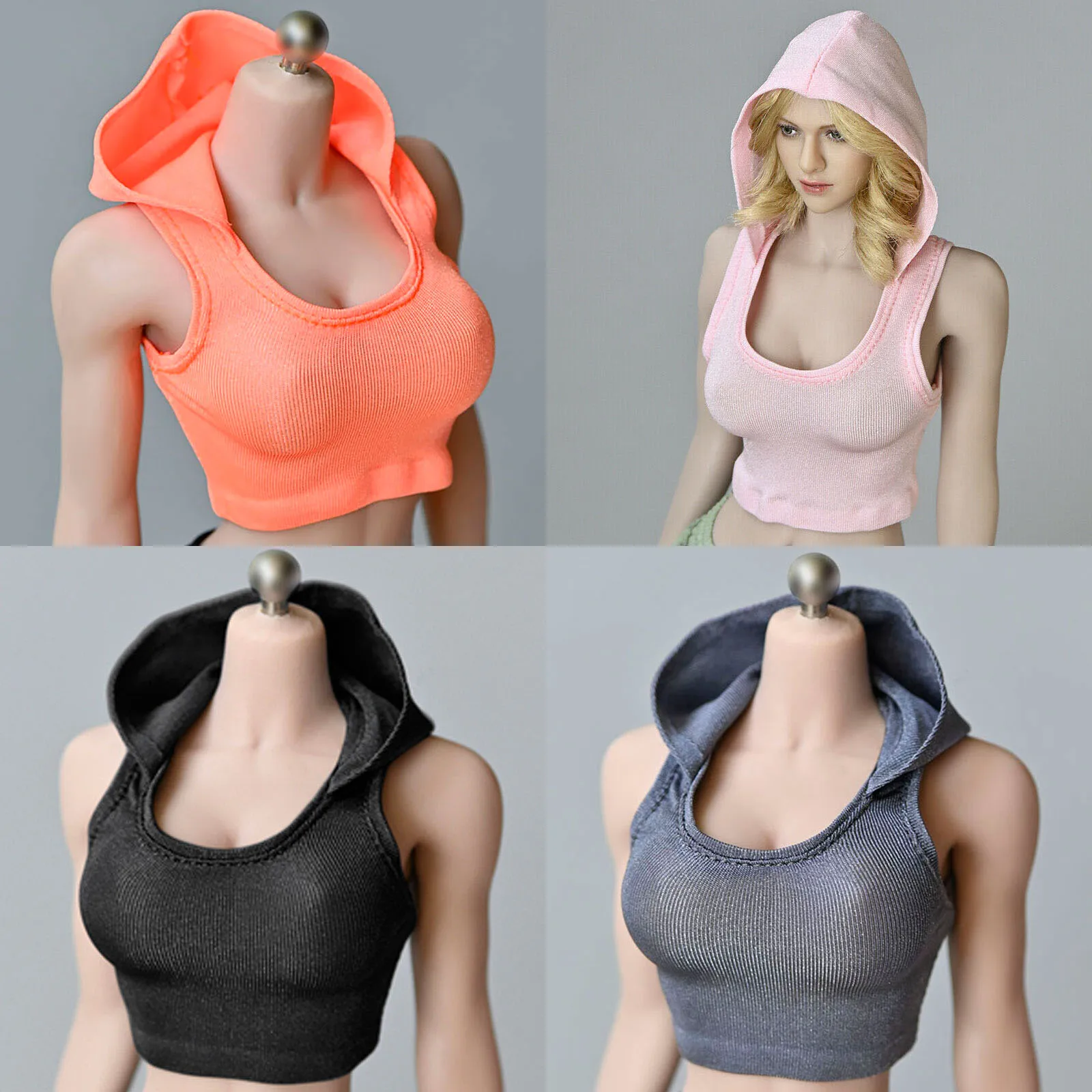 

1/6 Female Hooded Sleeveless Vest Soldier Clothes Model Fit 12'' TBL Action Figure Dolls Hobby Collection