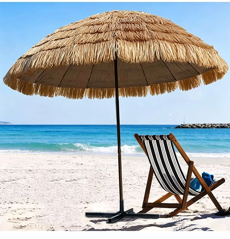 9ft Heavy Duty Pool Side Pole Modern Fancy Courtyard Hotel Parasol Outdoor Patio Straw Tiki Palm Thatch Umbrella