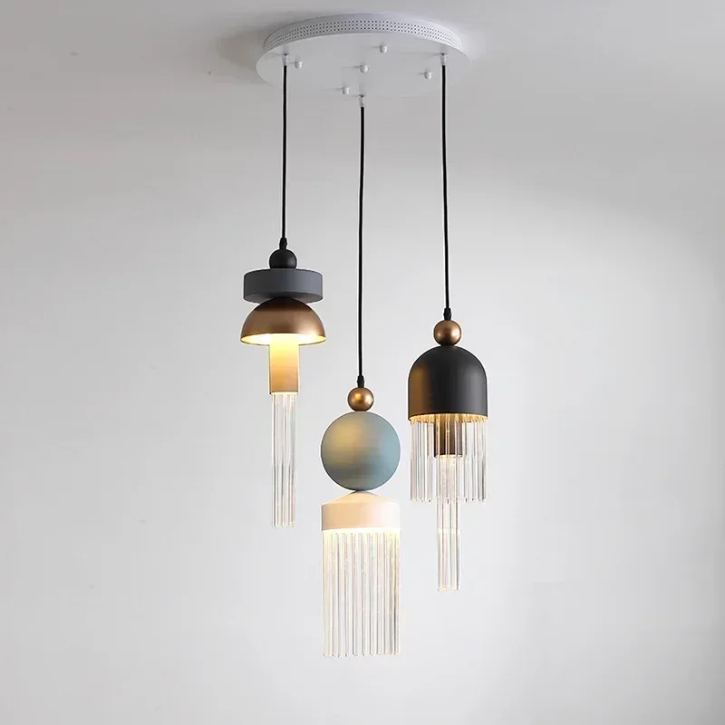 TechHPModern LED Glass Pendant Light Nordic Bedroom Bedside Lamp Dining Room Pendant Light Kitchen