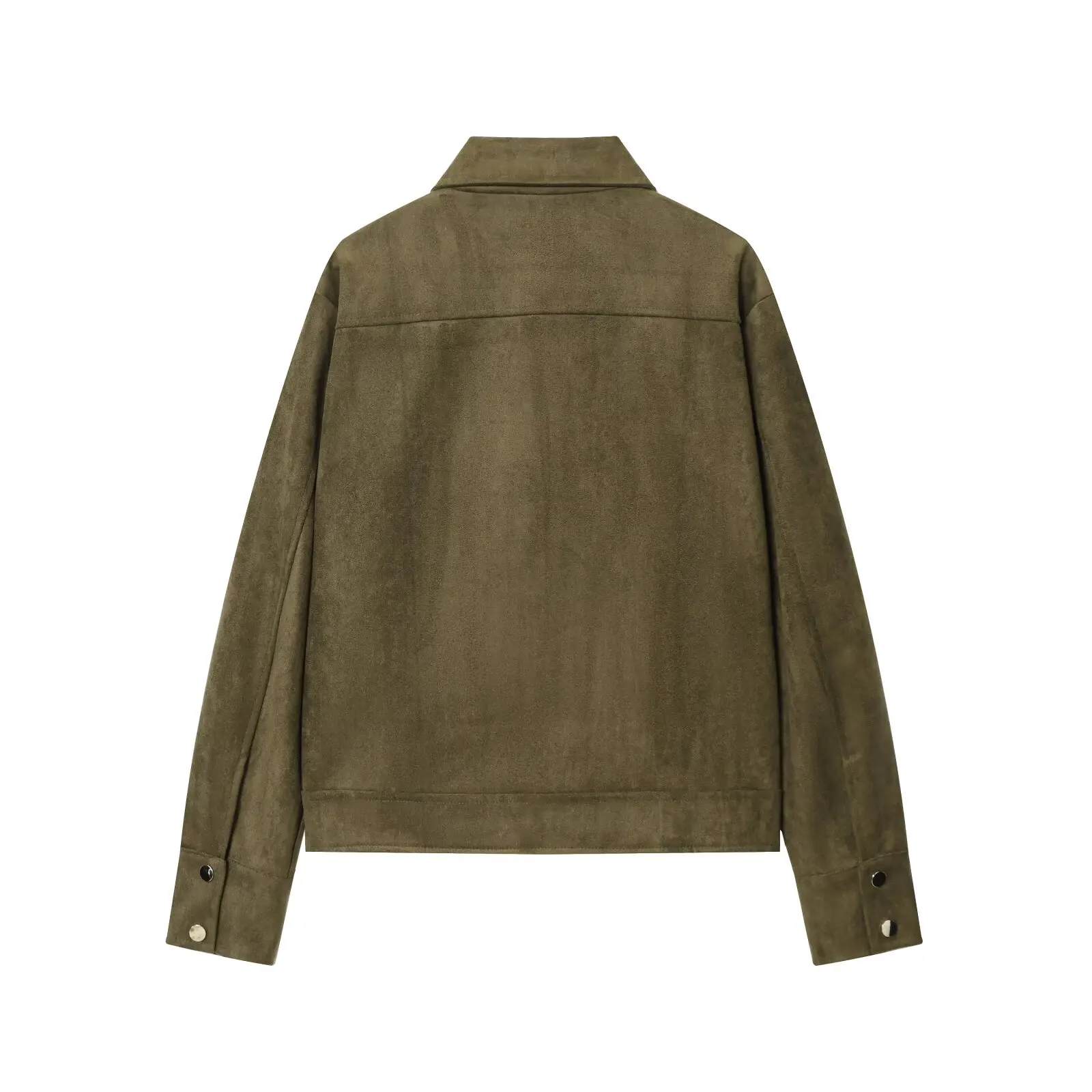 JNLEAOG Autunno delle Nuove Donne Faion Versatile Pelle Scamosciata Texture Jaet Tuta Sportiva Tessuto di Poliestere Lungo Sve Caldo Cappotto da Donna