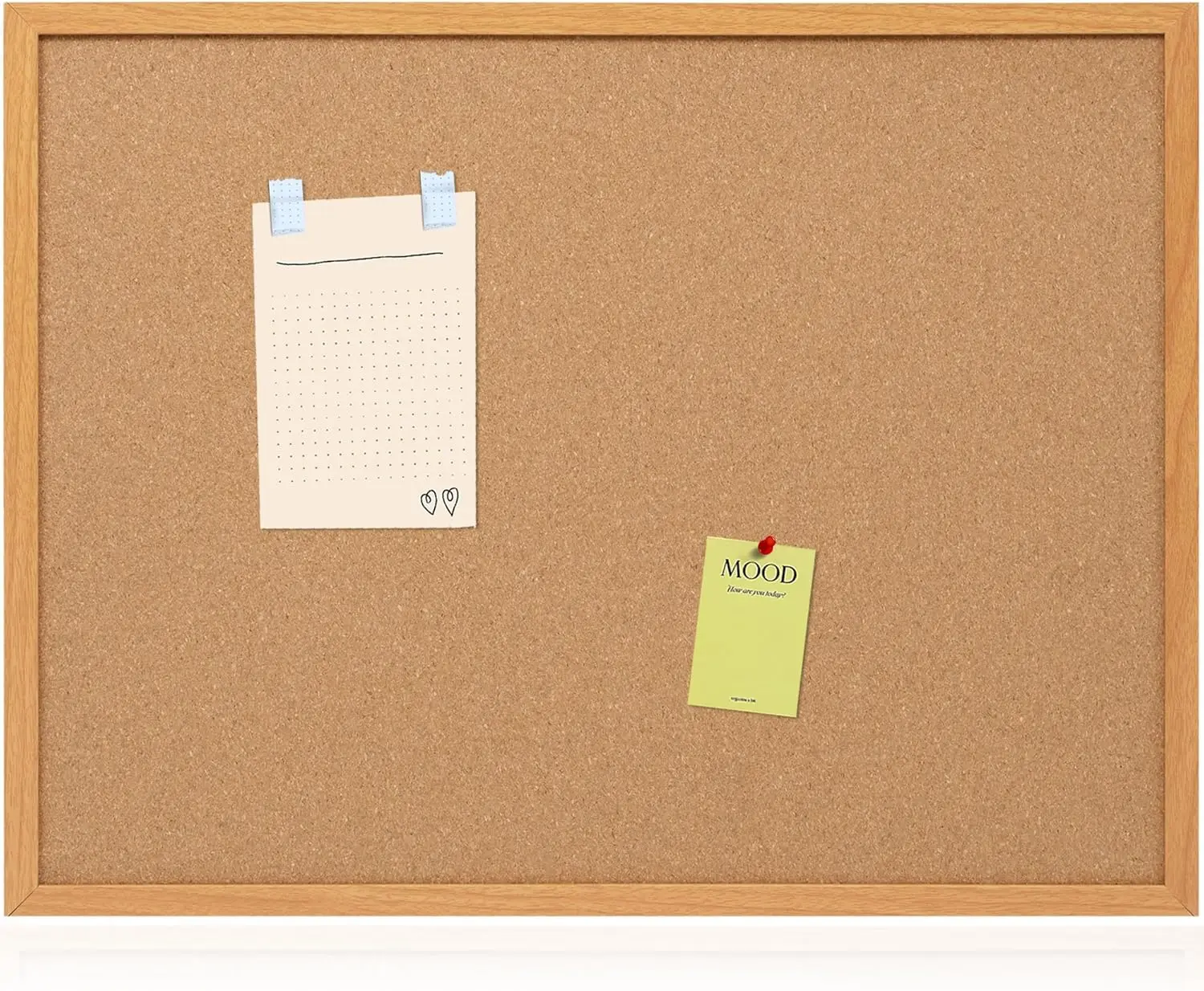 

Cork Board Bulletin Board 24x36, Wood Framed Corkboards for Wall Decor, Hanging Office Message Board with 15 Push Pins