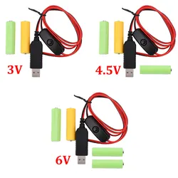 Universal 3/4.5/6V AA AAA Battery USB Power Supply Replaced AA/AAA Battery Replacement Cable for Clock Toy Light LED With Switch