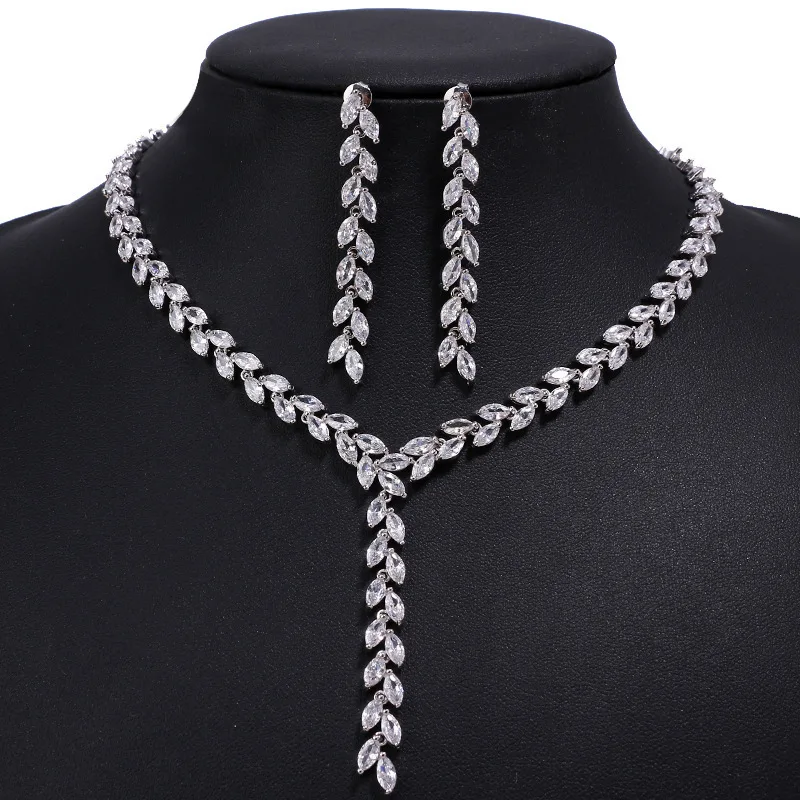 Temu Cross-border Foreign Trade Supply Zircon Necklace Bridal Dress Accessories Wedding Ladies Accessories Wholesale