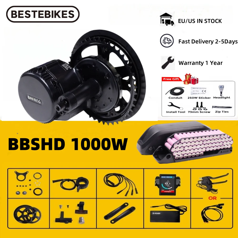 Bafang 52V 48V 1000W Motor BBSHD BBS03 Mid Drive Motor Ebike Kits Electric Bicycle Motor Conversion Kit 52V20AH Battery