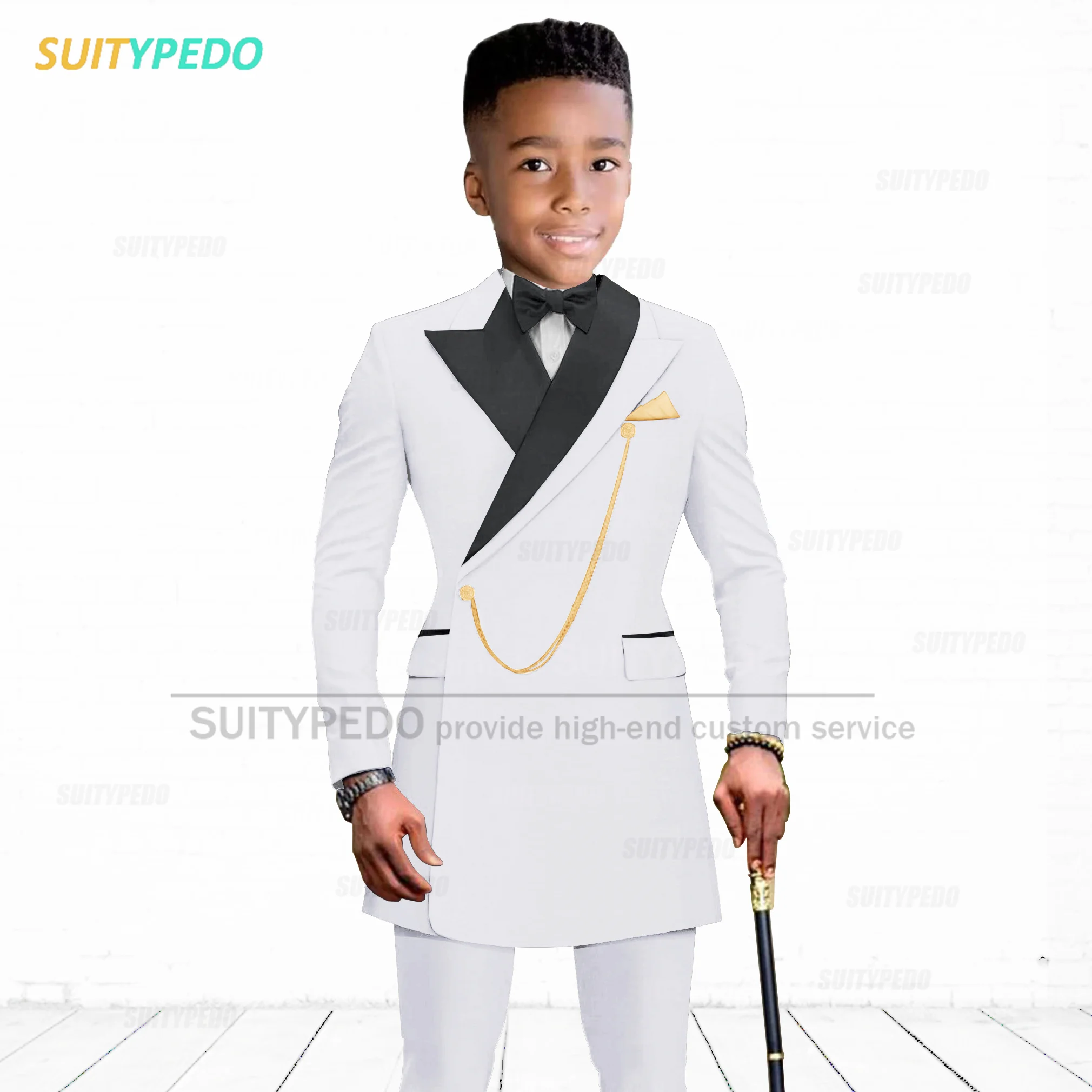 Classic White Suit For Kids Wedding Prom Flower Boy Elegant Tuxedos Violin Performance Tailor-made Child Formal Blazer Pants