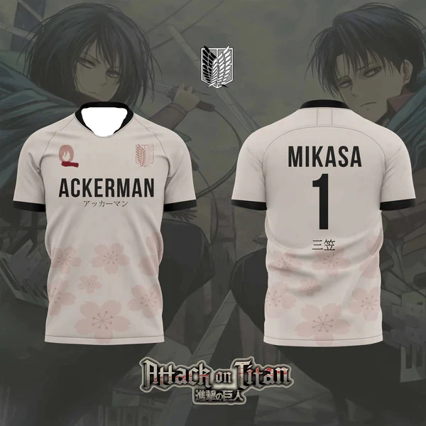 Japanese Animation ATTACK ON TITAN Theme 3D Printing Sports Breathable Men's Women's Same T-shirt Football Shirt Short Sleeve