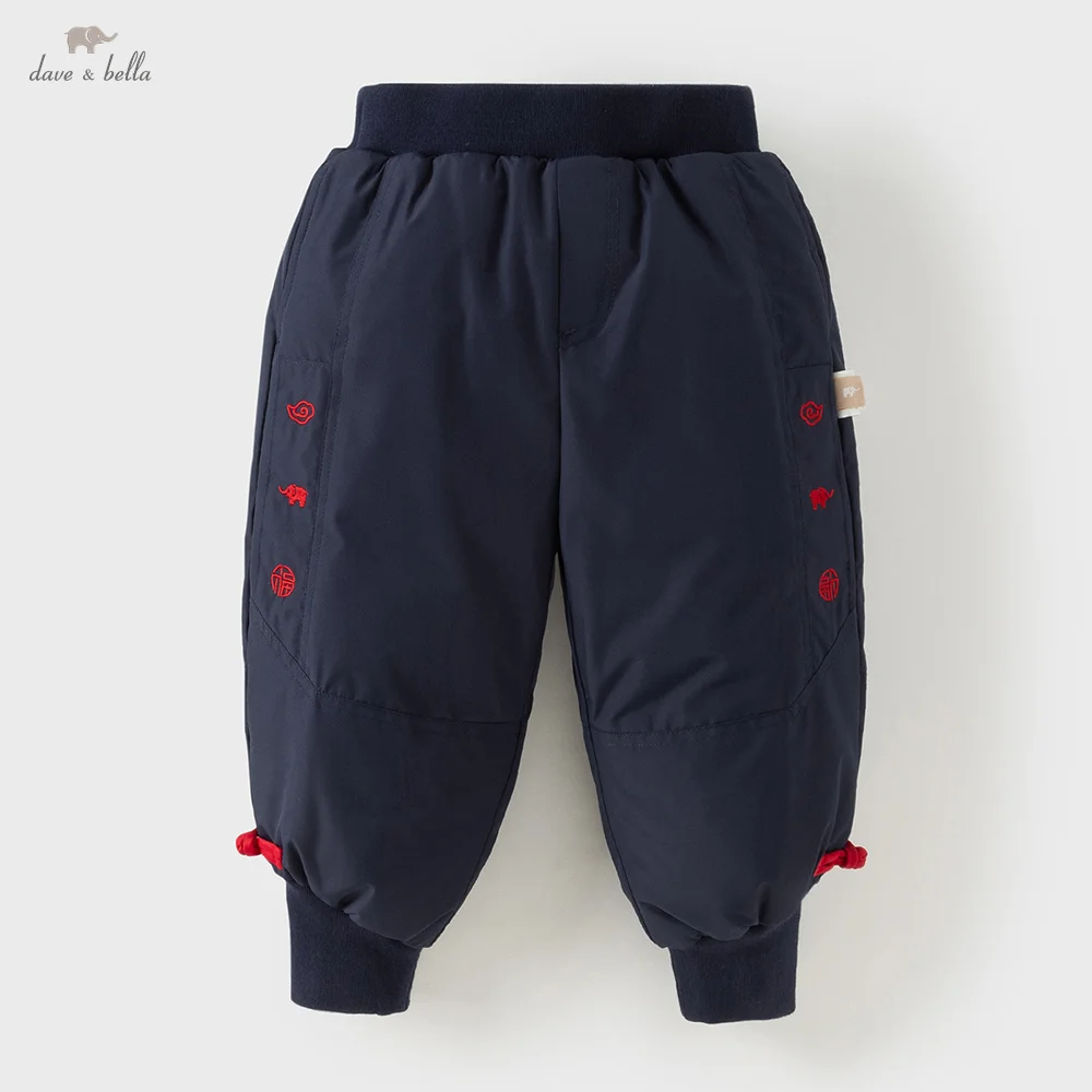 

Dave Bella, детские пуховые штаны, осенне-зимние теплые толстые брюки для мальчиков и девочек, повседневная верхняя одежда с эластичной резинкой на талии, детская одежда DB4254868