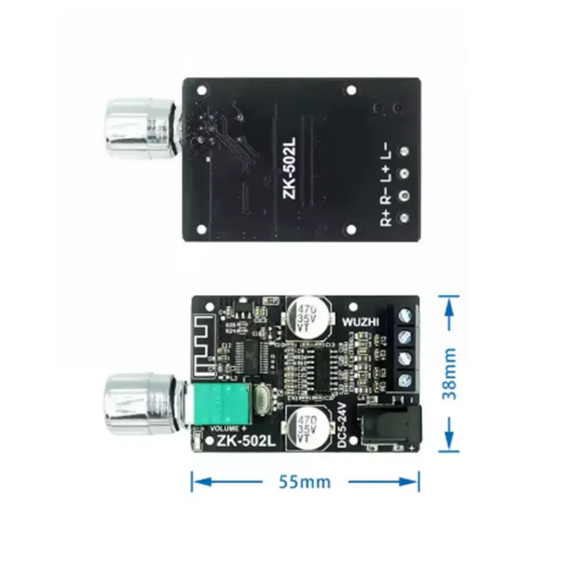 ZK-502L MINI Bluetooth 5.0 DC 5-24V Wireless Audio Digital Power amplifier Stereo board 50Wx2 Bluetooth Amp Amplificador