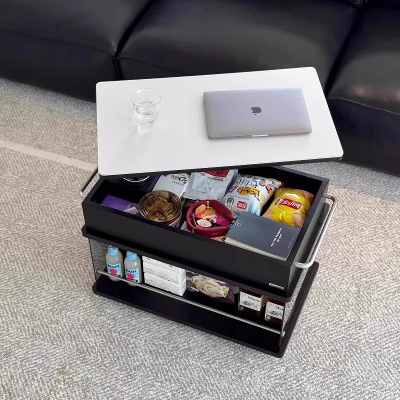 Slate edge sofa side cabinet modern simple solid wood lifting coffee table foldable household small apartment tea table edge tab