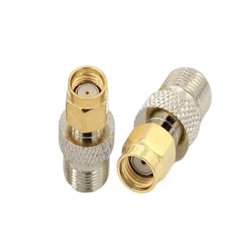 Conector coaxial RF Tipo F macho para plugue macho SMA, cobre puro, adaptador coaxial reto, 2pcs
