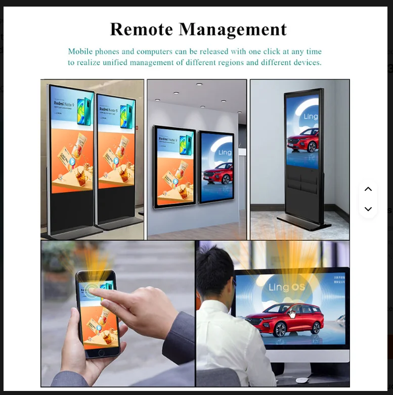 China Factory Custom Size Floor-standing Kiosk 65 Inch Indoor Digital Signage Display Vertical Advertising Machine for Ad Player