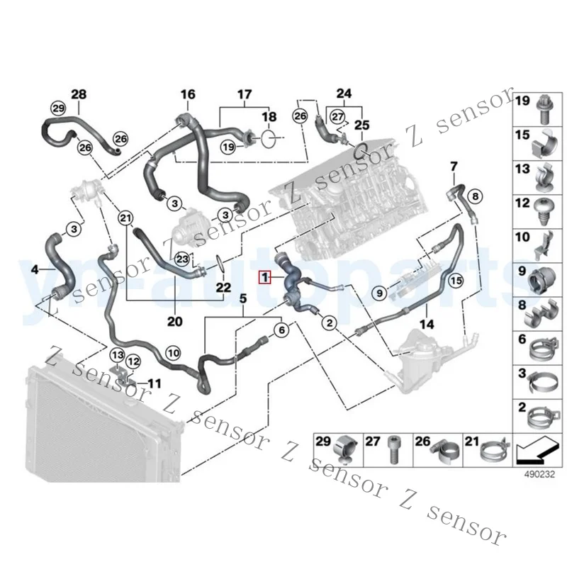 RRR+  New Upper Radiator Hose Line 17127580957 for BMW F12 F13 535i 640i 740i F07 535i