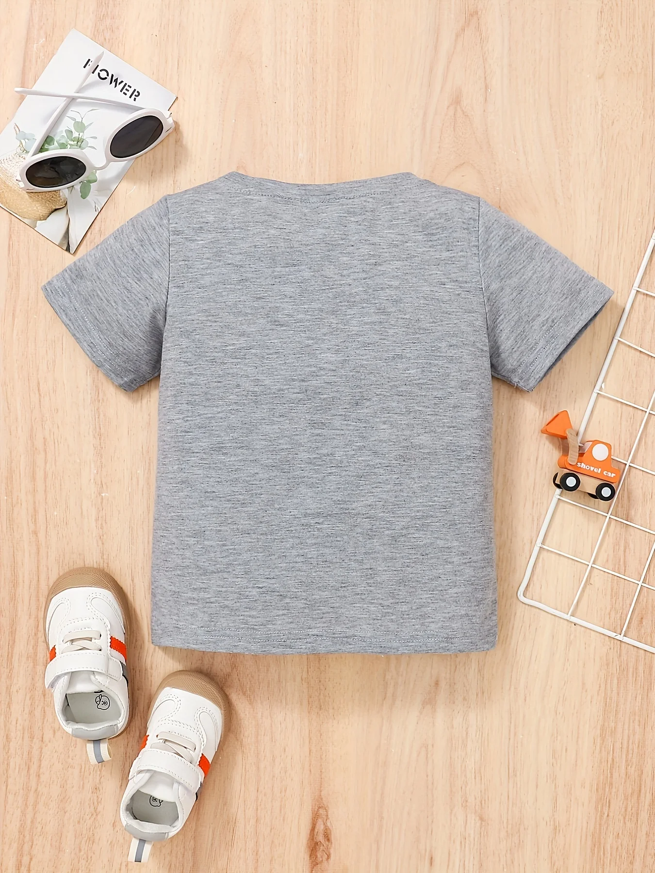 Boys Short Sleeve T‑Shirt, Just A Boy Who Loves Excavators Print Crew Neck Kids Construction Tee