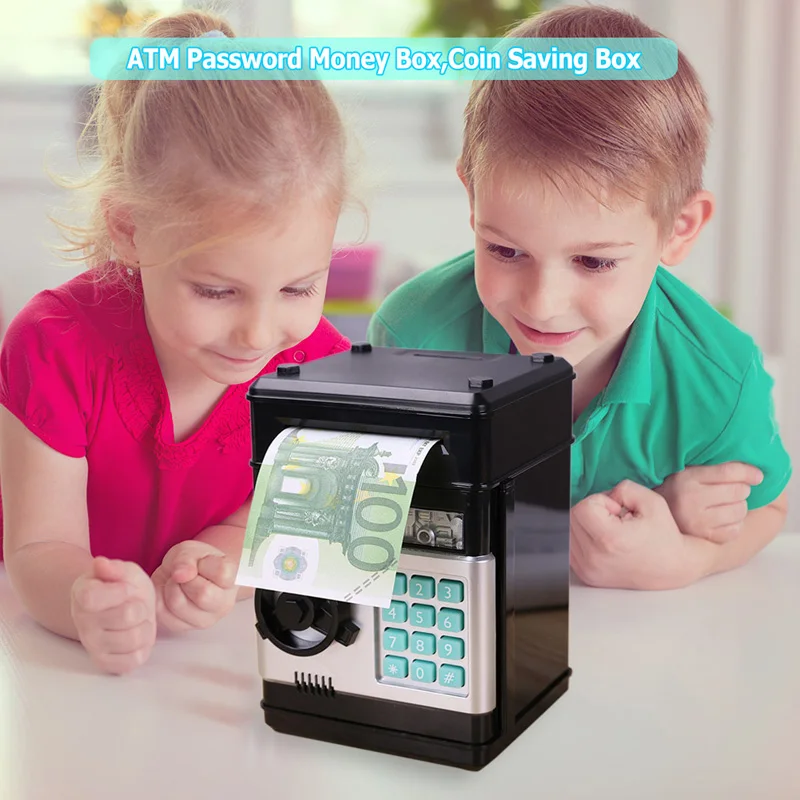 Mini  ATM Password Money Box Electronic Automatic Deposit Banknote Piggy Bank Safety Chewing Cash Coins Saving Box Kids Gift