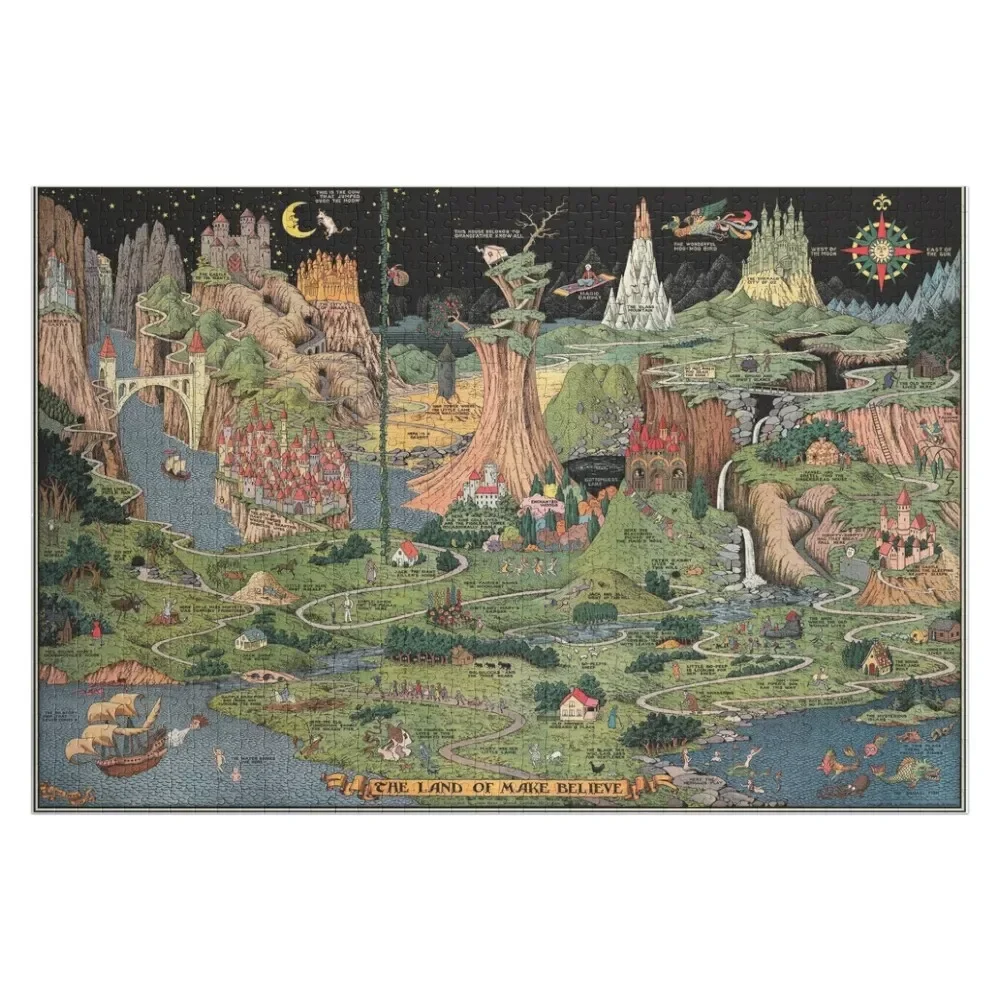 

The Land of Make Believe - fairy tale art / imaginary map Jigsaw Puzzle Wood Name Baby Wooden Puzzle