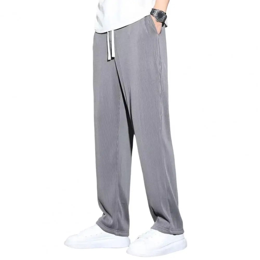 

Summer Straight Pants Men's Loose Thin Section Drape Ice Silk Pants Wide Leg Sports Casual Pants Fits