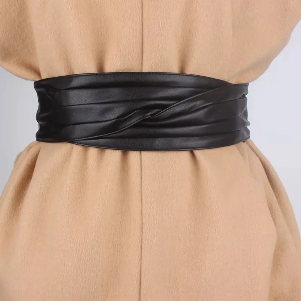 

Sweet Elastic Wide Waist Belt Elegant PU Leather Women Waistband Soft Adjustable Dress Decoration Belts Party Decoration