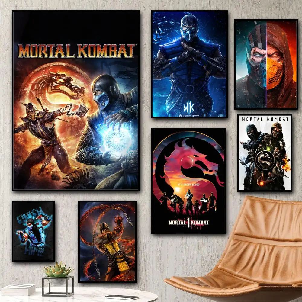 Mortal Kombat Video Game Painting Calligraphy HD Canvas Poster living room bedroom bar aesthetic