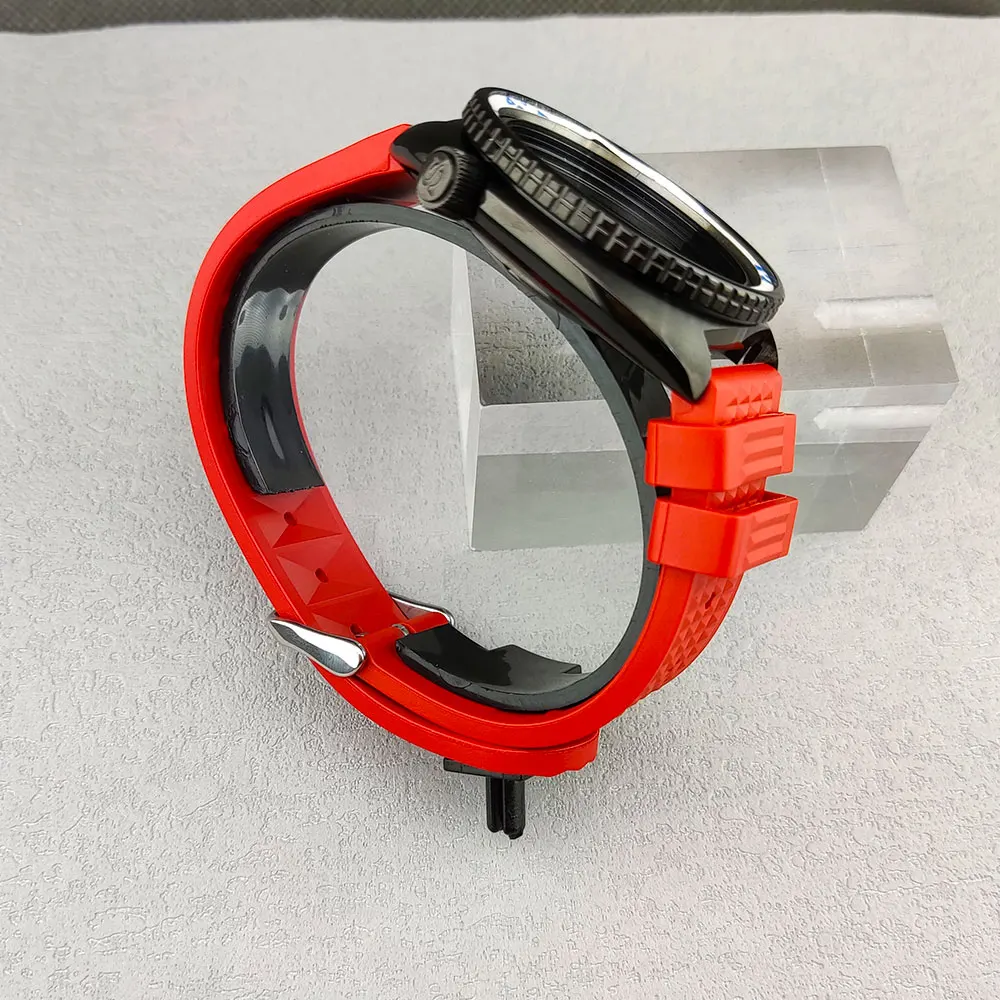 حزام ساعة مطاطي للرجال ، اكسسوارات ساعات ، ماركة فاخرة ، مطابقة ، أسود ، برتقالي ، جودة عالية ، 20 مللي متر ، 22 مللي متر