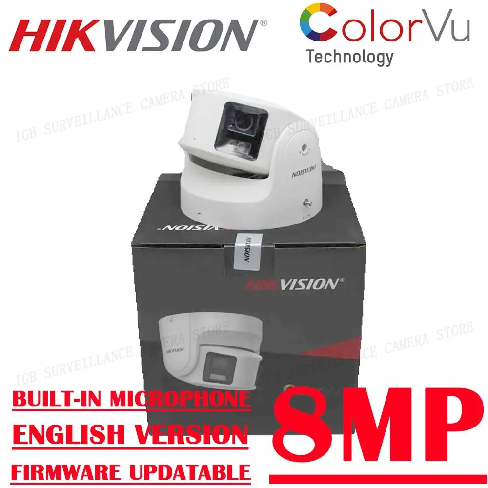 Hikvision DS-2CD3387G2P-LSU/SL 8MP Panoramic ColorVu Turret IP Camera  4K Security Double Lens Color Night Built-in Mic Speaker