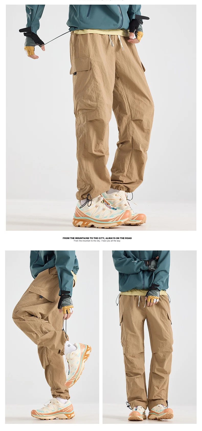 CHRLCK Wasserabweisende Wanderhose für Herren, kratzfest, modische Cargohose, atmungsaktive Hose, Angel- und Campinghose – Detail 13