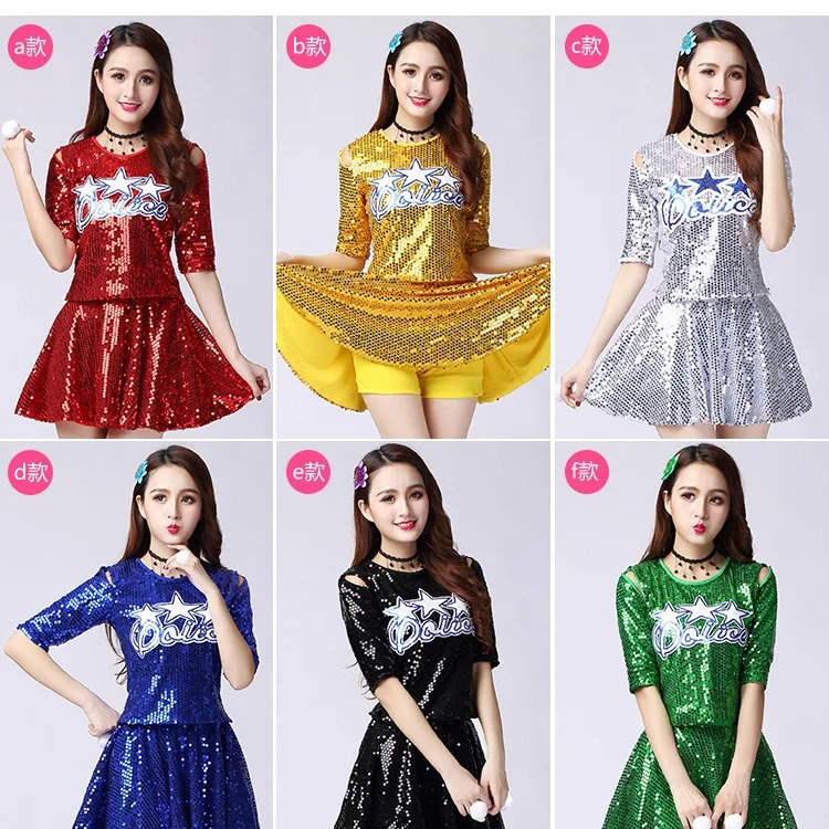 Adult Jazz Dance Dress Women's Cheerleading Performance Dress Modern Street Dance Hip Hop Sequins Company Annual Meeting Perform