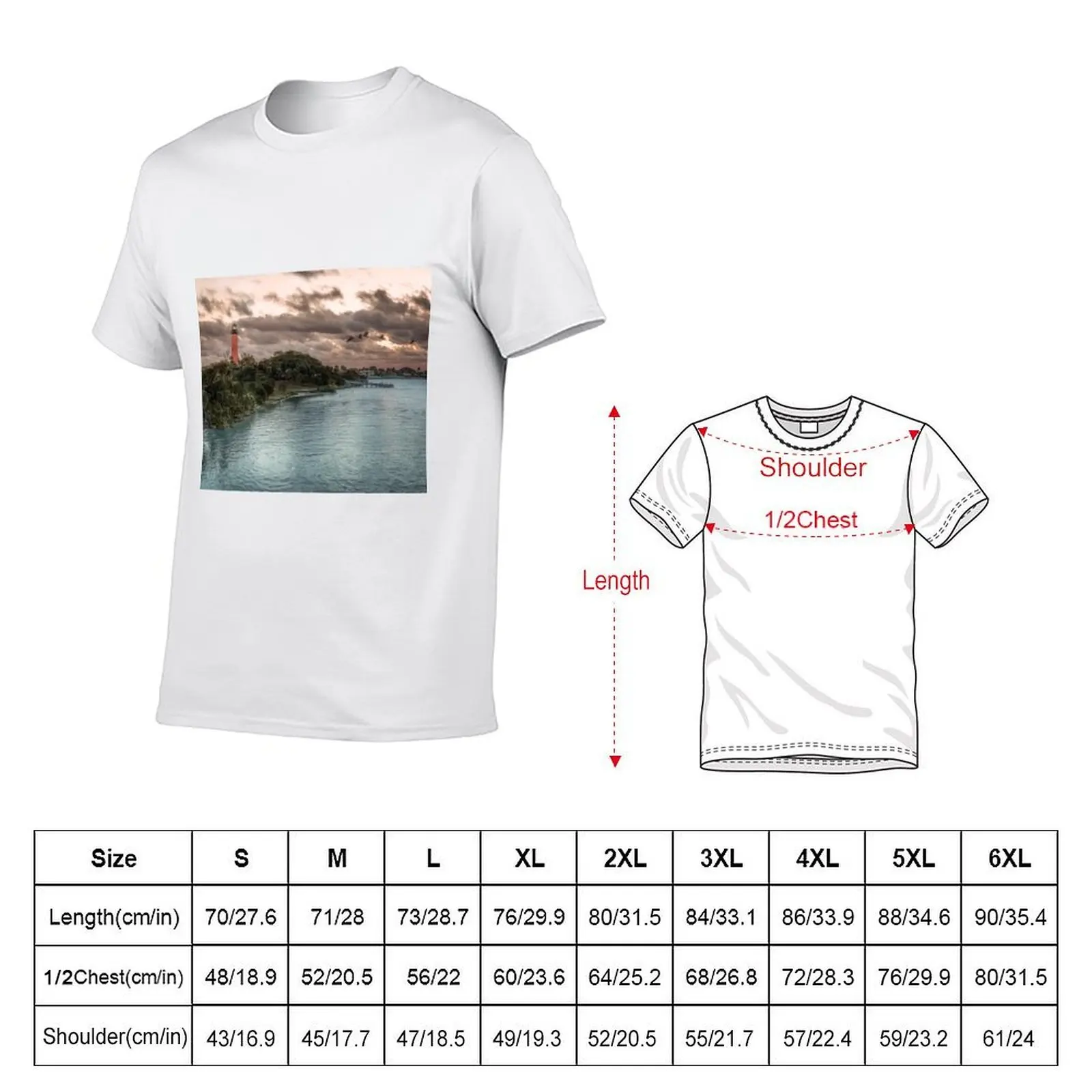 Jupiter Inlet Lighthouse T-Shirt Basic Solid Color Casual Tee Shirt